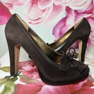 Martinez Valero Chocolate Brown Suede Pumps